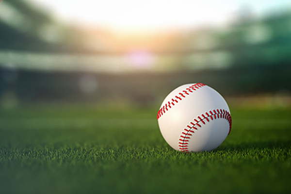 close up of baseball on a field
